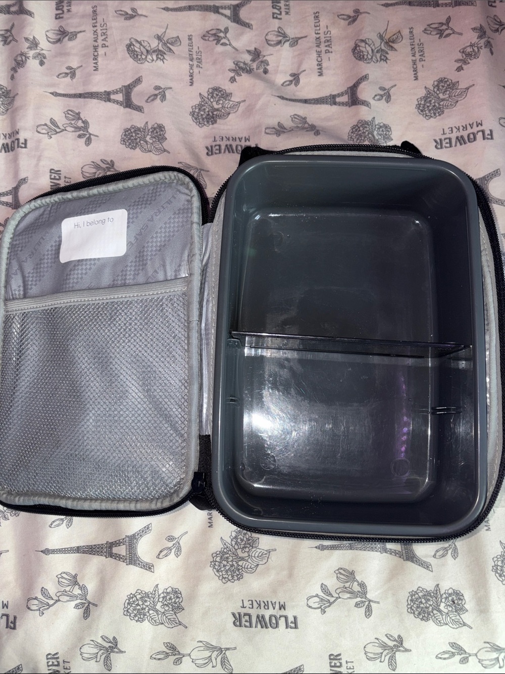 Gray Lunch Box Cooler with Removable Divider